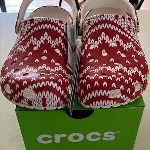 Crocs Classic Holiday Sweater Unisex Red Printed